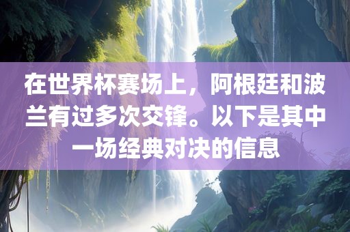 在世界杯赛场上，阿根廷和波兰有过多次交锋。以下是其中一场经典对决的信息