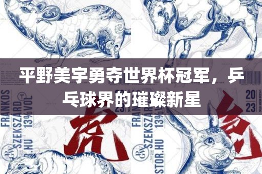 平野美宇勇夺世界杯冠军，乒乓球界的璀璨新星