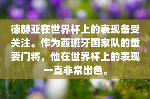 德赫亚在世界杯上的表现备受关注。作为西班牙国家队的重要门将，他在世界杯上的表现一直非常出色。