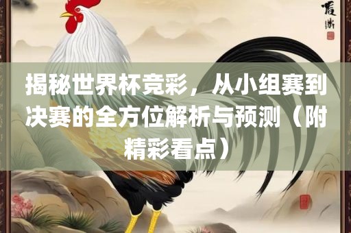 揭秘世界杯竞彩，从小组赛到决赛的全方位解析与预测（附精彩看点）