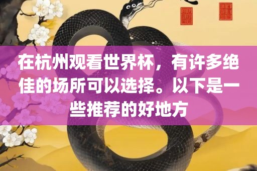 在杭州观看世界杯，有许多绝佳的场所可以选择。以下是一些推荐的好地方